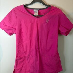 SB Scrubs Hot Pink V-Neck Short Sleeve Top